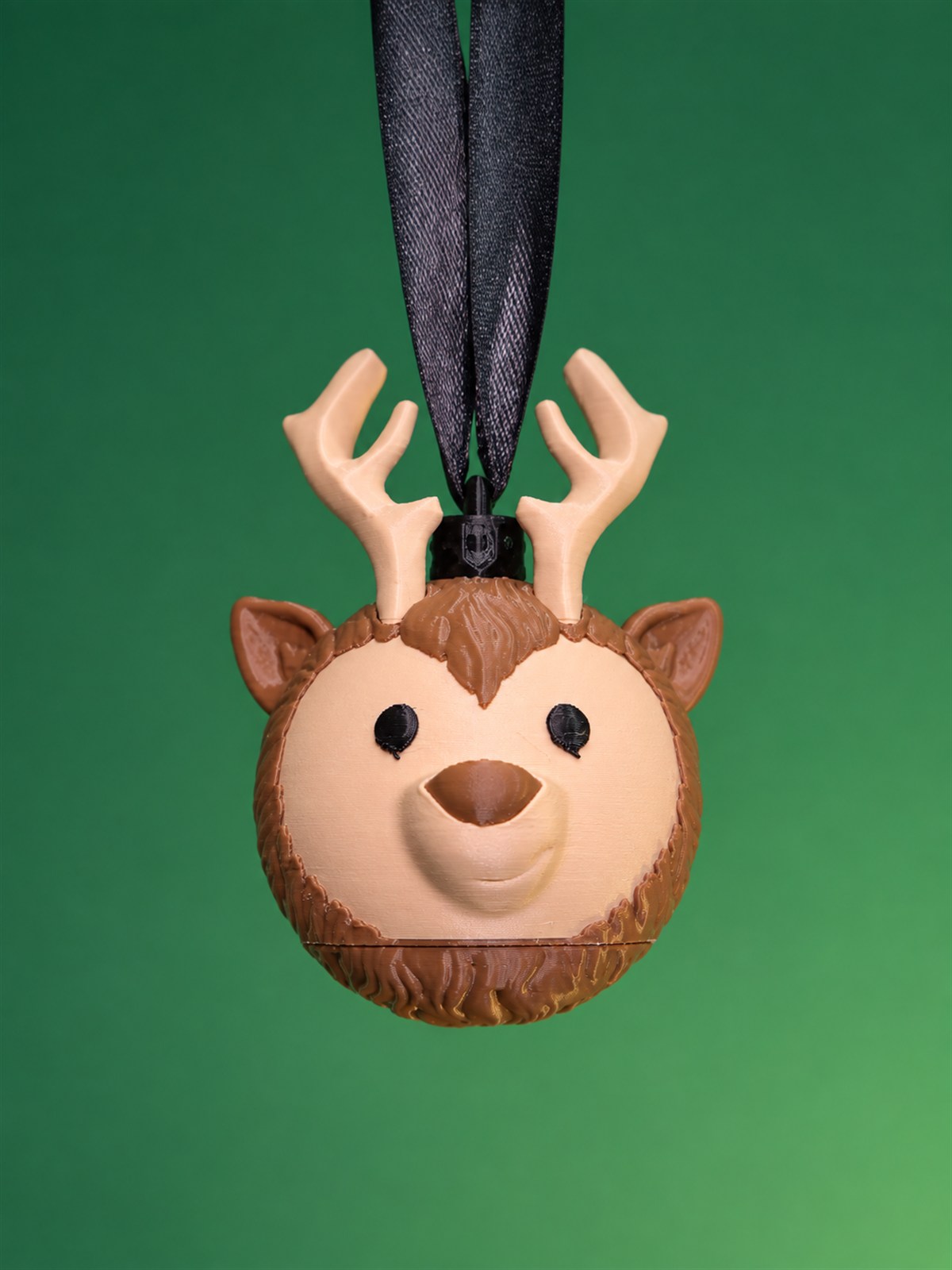 Custom 3D printed PLA reindeer ornament from a holiday employee gift set